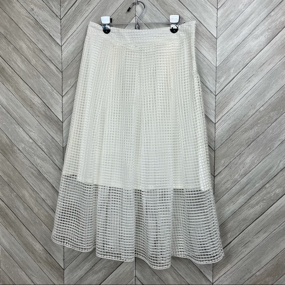 Who What Wear White Gingham Birdcage Midi Skirt - Picture 2 of 6